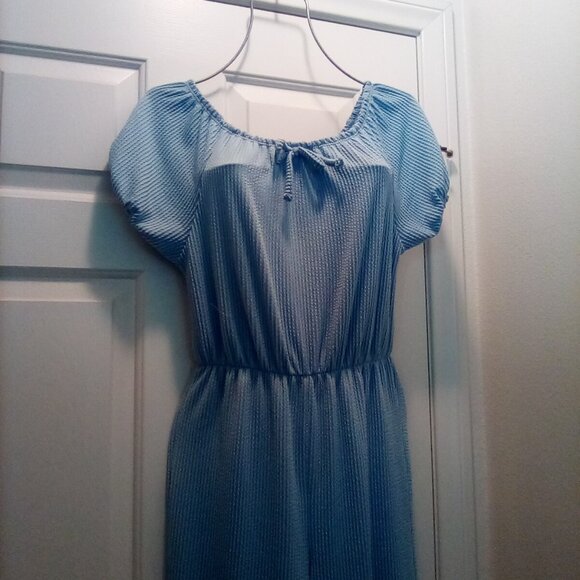 🎉Beautiful Soft Stretch Textured Blue Jumpsuit Size 16🎉 - Picture 4 of 11